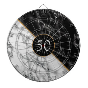 Aangepast vogelkleerbord Gift Black White Marble Dartbord