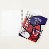 Aangepast - Volleybal in rood, wit en marineblauw Planner (Display)