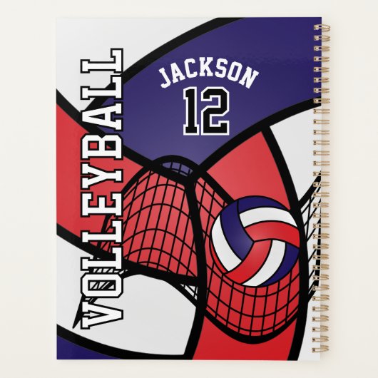 Aangepast - Volleybal in rood, wit en marineblauw Planner (Achterkant)