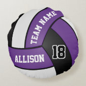 Aangepast volleybal 🏐 Paars, wit en zwart Rond Kussen (Achterkant)
