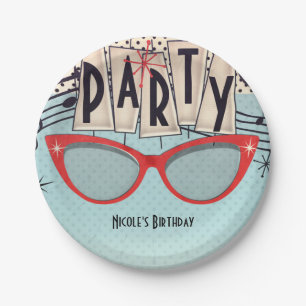 Aangepast voor Birthday Party van Retro  1950 Papieren Bordje