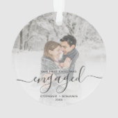Aangepast voor eerste Kerstmis met grijs script Ornament (achterkant)
