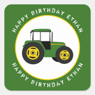 Aangepast voor groene tractor vierkante sticker