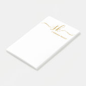 Aangepast voor moderne monogram Gold Script-kallig Post-it® Notes (Schuin)