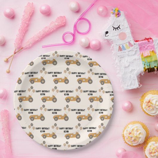 Aangepast voor rackauto op thuisdag papieren bordje (Feest)