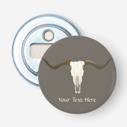 Aangepast voor western Longhorn Button Flesopener (Voorkant)