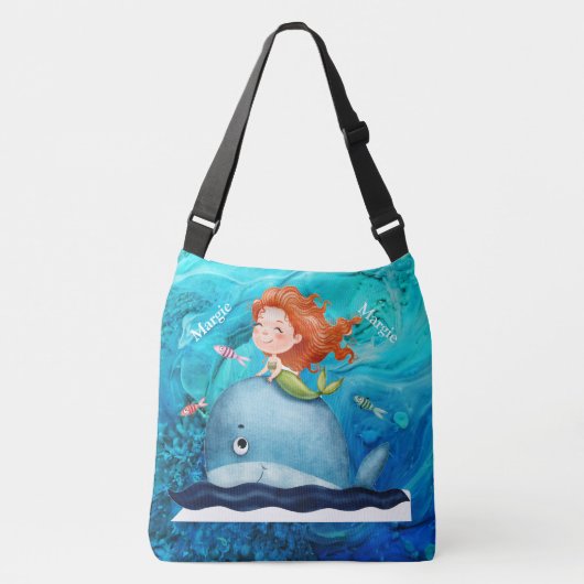 Aangepast voor zeebaars en walvis crossbody tas (Voorkant)
