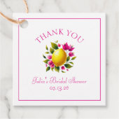 Aangepast Vrijgezellenfeest Lemon Pink Floral Dank Bedankjes Labels (Voorkant)