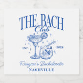 Aangepast vrijgezellenfeest Retro Cocktail Blauw Sparkling Wijnetiket (Enkel label)