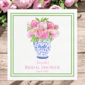 Aangepast Vrijgezellenfeest Roze Pioenen Chinoseri Servet