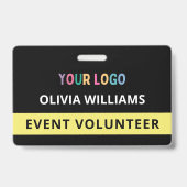 Aangepast vrijwilligersactiviteit Zwart Badge Naam (Voorzijde)