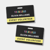 Aangepast vrijwilligersactiviteit Zwart Badge Naam (Voor- en achterkant)