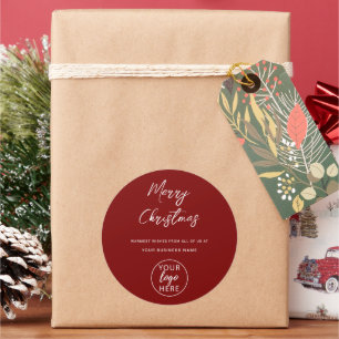 Aangepast vrolijk kerstfeest bedrijfslogo ronde sticker