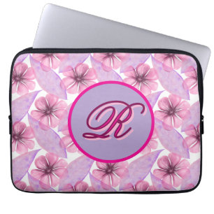 Aangepast watercolor bloemmotief Poster Laptop Sleeve