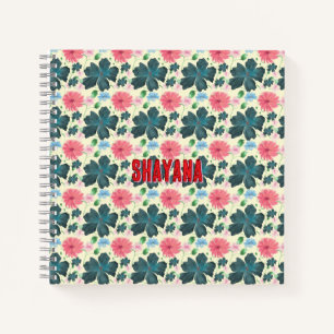 Aangepast waterverf bloempatroon cadeau   notitieboek