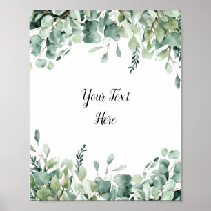 Aangepast waterverf Eucalyptus Groene Tekenposter Poster