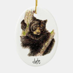 Aangepast Waterverf zwart Beer Keramisch Ornament