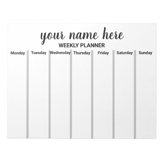 Aangepast wekelijks toetsenbordblok notitieblok (Voorkant)