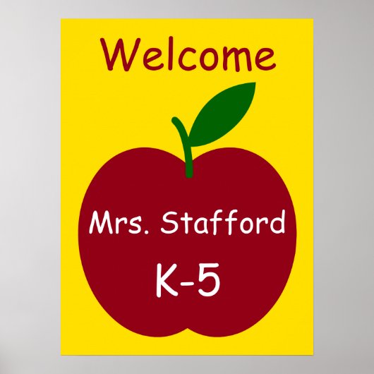 Aangepast welkom voor Apple van de leraar Poster (Voorkant)