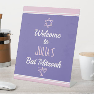 Aangepast welkom voor Bat Mitzvah Reclamebord Met Voetstuk