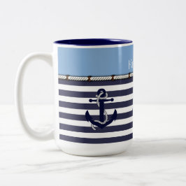 Aangepast welkomstpatroon met ankerpunten tweekleurige koffiemok