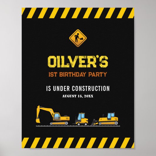 Aangepast welkomstteken Gele constructiedronk Poster (Voorkant)