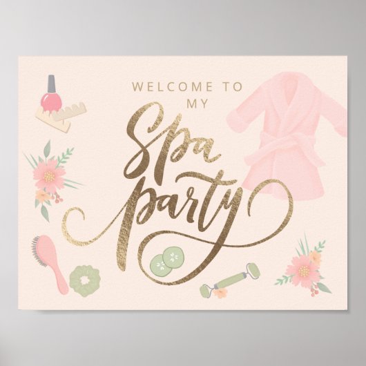 Aangepast welkomstteken van Elegant Spa Party Poster (Voorkant)