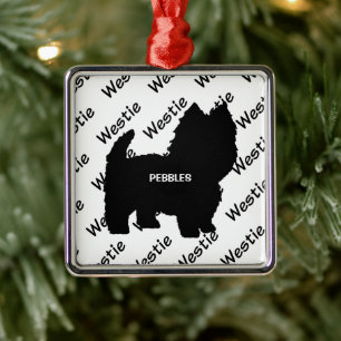 Aangepast Westie Dog Silhouette Metalen Ornament