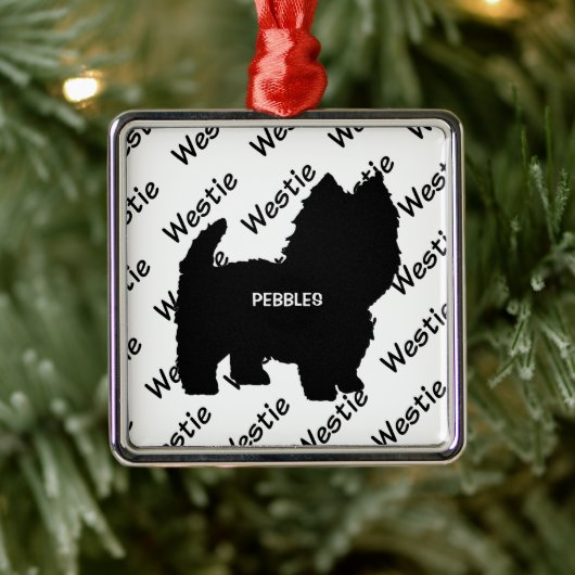 Aangepast Westie Dog Silhouette Metalen Ornament (Boom)