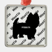 Aangepast Westie Dog Silhouette Metalen Ornament (Voorkant)