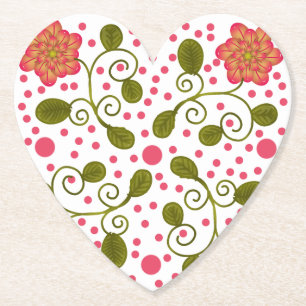 Aangepast Whimsical Roze Bloemmotief & Stippenpatr Kartonnen Onderzetters