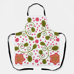 Aangepast Whimsical Roze Bloemmotief & Stippenpatr Schort