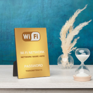Aangepast WiFi-netwerkwachtwoord Info Gouden Kleur Fotoplaat