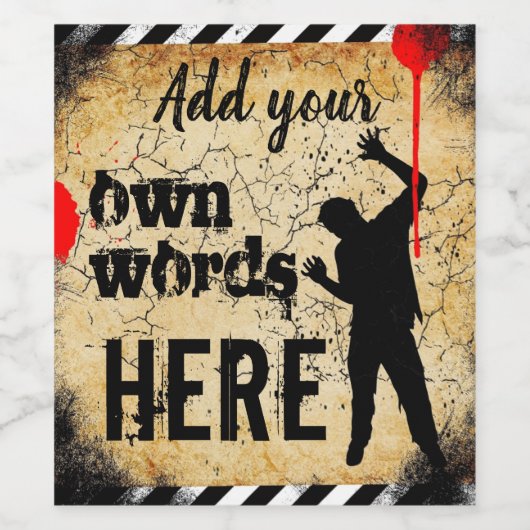 Aangepast wijnfleslabel huwelijks zombie apocalyps wijn etiket (Enkel label)