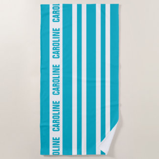 Aangepast wit Aqua Turquoise Blue Stripes Pattern Strandlaken