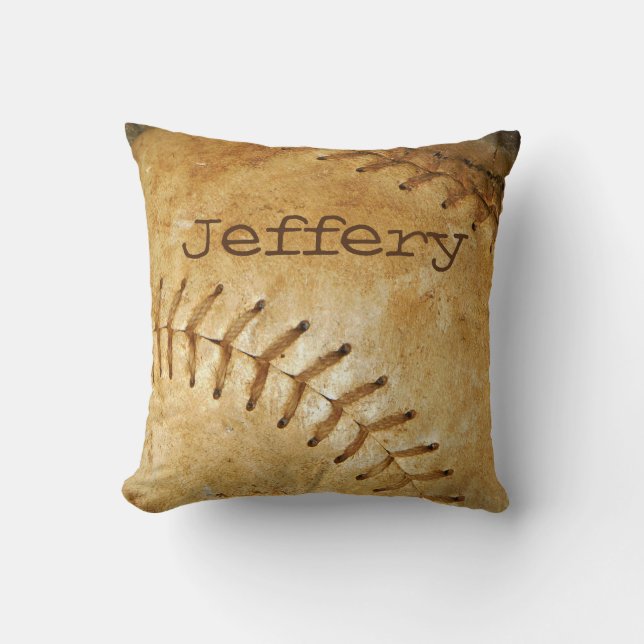 Aangepast  wit Baseball, roestvast Kussen (Voorkant)