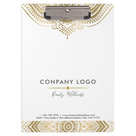 Aangepast wit en  goud Mandala Lace Klembord (Voorkant)