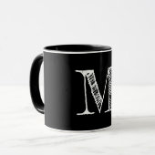 Aangepast witbord Monogram zwart theekkoffie Mok (Voorkant links)