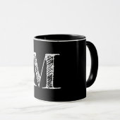 Aangepast witbord Monogram zwart theekkoffie Mok (Voorkant rechts)