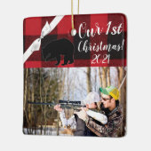 Aangepast XMAS Ornament Red Buffalo Plays Beer (Links)