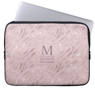 Aangepast Zachte Blush Pastel Roze Gouden Glitter Laptop Sleeve