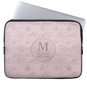 Aangepast Zachte Blush Pastel Roze Gouden Glitter Laptop Sleeve