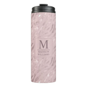 Aangepast Zachte Blush Pastel Roze Gouden Glitter  Thermosbeker