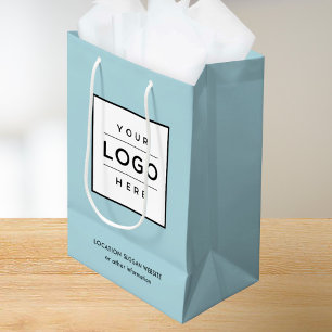 Aangepast zakelijk logo aquablauw merk medium cadeauzakje
