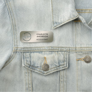 Aangepast zakelijk logo basis werknemer zilver per naamplaatje