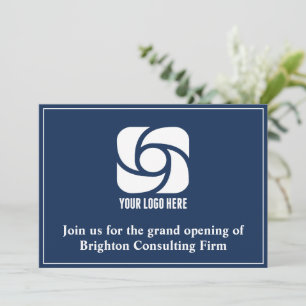 Aangepast zakelijk logo grote opening marineblauw aankondiging