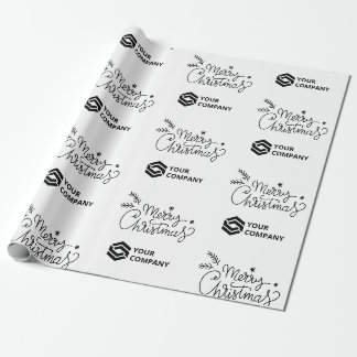Aangepast Zakelijk Logo Kerst Wit Elegant Cadeaupapier