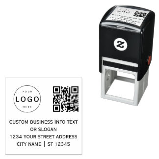 Aangepast zakelijk logo QR-code en retouradres Zelfinktende Stempel