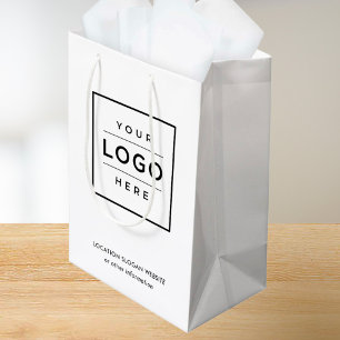 Aangepast Zakelijk Logo Witte Gebrandmerkte Winkel Medium Cadeauzakje