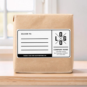Aangepast zakelijk verzendadres met logo etiket